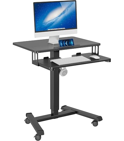 Table d'ordinateur réglable en hauteur sur roulettes, table roulante pour ordinateur portable, table de chevet avec plateau pour souris, bureau assis-debout avec porte-stylos pour canapé,58-89cm,rose