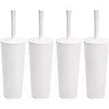 Amazon Basics - Set scopino WC e supporto, confezione da 4, Bianco (In precedenza Marchio AmazonCommercial)