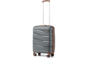 Kono Maleta de Cabina, Equipaje de Mano Pequeña, Maleta de Viaje Ligera Portátil con Cerradura TSA, Resistente 56x39,5x20,5cm,39L(Gris)