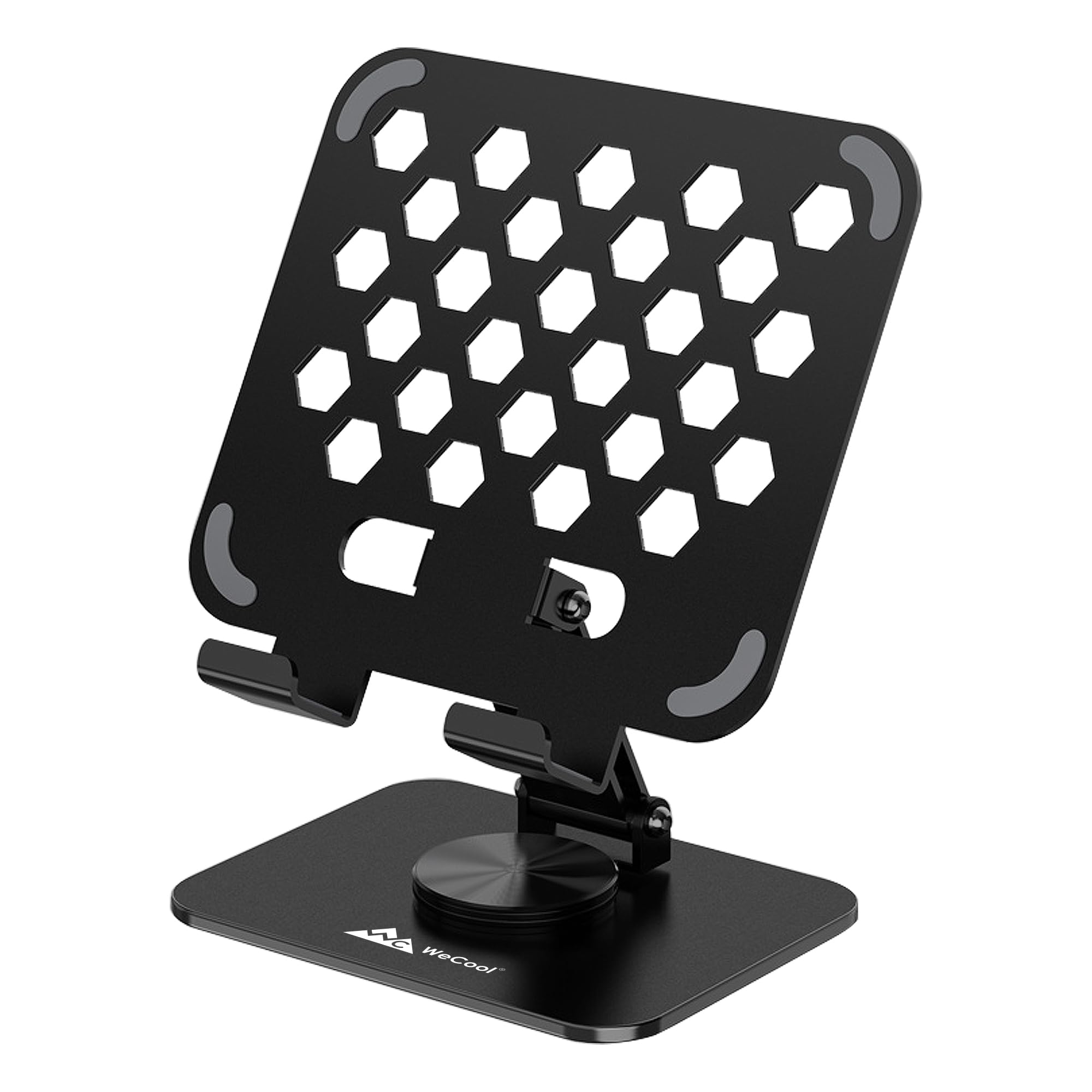 WeCool TB3-360° Rotational Foldable Metallic Sturdy Tablet Stand with View Angle Adjustment,tab Stand Compatible with iPad,Smart Phones Ranging from 4.7 to 12.9 inches- Black
