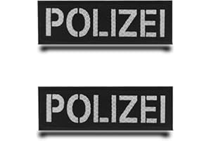 TUYATEZHI Pack of 2 "Police" Reflective Germany Police Infrared IR Flag Patch Embroidered Badge Patch with Embroidery Tactical Military Patch Application for Jacket Backpacks Clothing Bags Vest