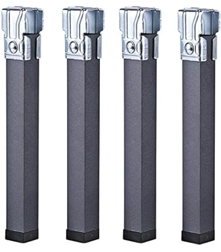 Jeu De 4 Pieds Métal Pour Sommier/cadre à Lattes – Hauteur 26 Cm, Diamètre 50 Mm, Pas De Vis M8, Patins PVC