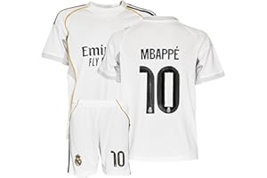 IHIMI Mbappé Nr.10 Trikot Kinder, Real 2025/26 Heimfarben Fanartikel Set Weiß, Fußball Fan Outfit für Jungen & Mädchen, inklusive Shorts, Jugendgröße 4-14 Jahre