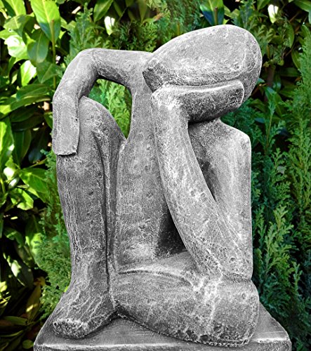 Steinfigur Träumer in Schiefergrau, abstrakte Deko-Figur für Haus und Garten, moderne Statue als Garten-figur - 2