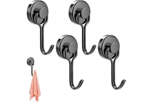 COMIOKE Crochets Magnétiques, Crochets Aimantés Magnétiques, 4 Pièces Crochet Magnetique Frigo, Magnet Hook, Crochet Aimanté Puissant, Noir