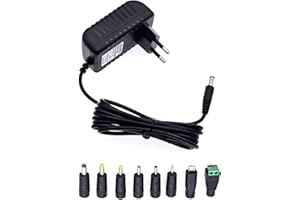 JZK Cargador DC 5 voltios, Adaptador de CA Cargador de Fuente de alimentación CA 100-240V a CC 5 V 1.5A 1A 1000mA Incluye Micro USB para cámaras CCTV, Tiras de Luces LED, Tablet PC