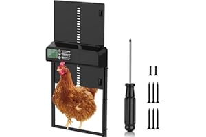BOZILY Porte Automatique Poulailler, Porte Poulailler Automatique avec Fonction Anti- Clip, Porte Poulailler Automatique Tout en Alliage D'Aluminium, Écran LCD Programmable Étanche, Alimenté par Batterie