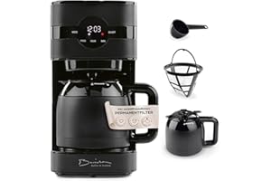 BARISTA KAFFEE & TECHNIK Barista Filterkaffeemaschine mit Thermokanne | 24h Timer & Permanentfilter | Für 8 Tassen Kaffee | Kaffeemaschine für Pulver [Schwarz]