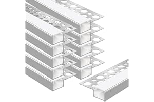 LEDLIGHTSWORLD Plaster-in LED Profile, 10 Pack 3.3ft/1M Aluminum LED Profile with Milky Diffuser for 13mm LED Strip, Trimless Plaster Profile Single Sides Channel for Wall and Ceiling