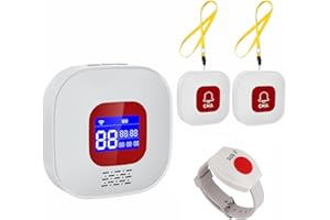 CHATTHEN Boton Emergencia Ancianos, WiFi Alarma Personal, 1 Receptor 1 Pulsera 2 Botones de Pánico SOS, Compatible con Tuya Smart/Smart Life App (Sólo Soporta Wi-Fi 2.4GHz)