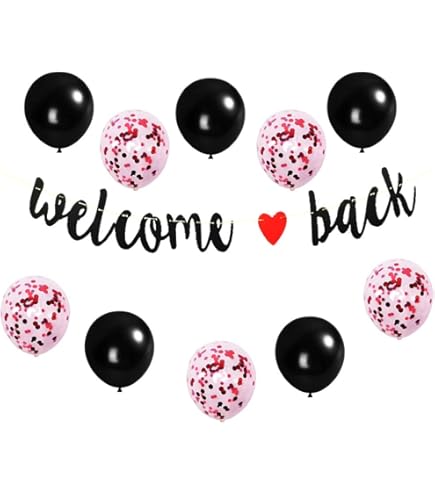 Bannière De Bienvenue "Welcome Home" Et "We Missed You So Much" - Décoration Cœur Noir/rouge, Ruban Réglable, Kit à Assembler