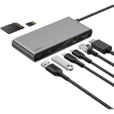 Belkin Connect 8 Portlu USB-C Hub, 4K@60Hz&rsquo;e kadar &ccedil;&ouml;z&uuml;n&uuml;rl&uuml;kleri destekleyen ekran uyumu, Mac, Windows ve Chromebook ile &ccedil;al