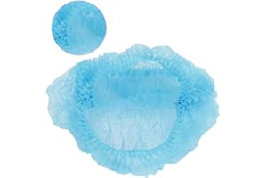 SALMUE 100 Pieces Disposable Hood Non-Woven, Beauty Salon Tattoo Tools Hair Cap, Breathable Dustproof Hairnet Hat, Sterile Surgical Cap Doctor's Mushroom Dust Cap for Cooking Hair Nets for Catering Blue