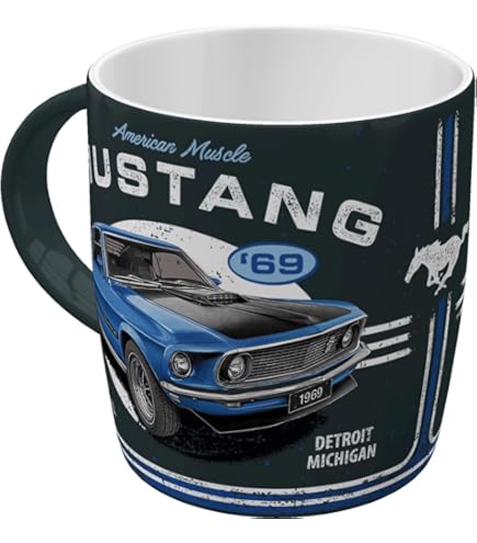 Retro Emaille-Tasse „Ford Mustang – The Boss“ – 360 Ml, Offizielles Lizenzprodukt – Perfekt Für Camping & Als Fan-Geschenk