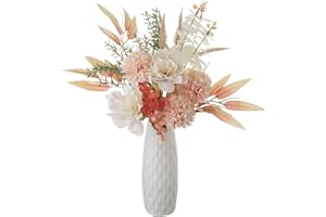 KIRIFLY Künstliche Blumen mit Vase,Kunstblumen wie echt Blumen Deko Künstlich Seide Blumenarrangements Kernstück Hochzeit (Champagner in moderner Vase)