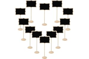HAKACC 12pcs Mini Chalkboard Signs with Stand, Small Blackboards Reserved Signs Polygon Message Boards for Place Cards Food Labels Table Numbers Price Tags Buffet Cafe Party Wedding