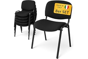 Topsit Lot de 8 Chaises Visiteur ISO Chaises de conférence empilables et Confortables avec Assise et Dossier rembourrés