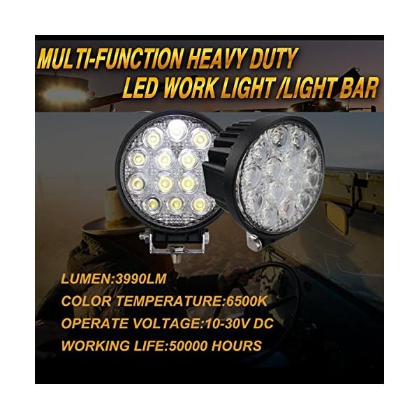 BRIGHTUM 42W 4.5inch LED Offroad Arbeitsscheinwerfer weiß 12V 24V 3990 Lumen Runde Reflektor worklight Scheinwerfer Arbeitslicht SUV UTV ATV Arbeitslampe Traktor Bagger LKW KFZ (8 Stück) – Bild 3