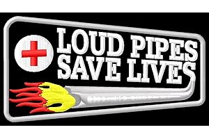 MASTERPATCH Toppa ricamata con scritta "Loud Pipes Save Lives" (lingua italiana non garantita)