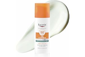Eucerin Oil Control Dry Touch Face Sun Gel-Creme SPF 50+ 50 ml, Crema solare viso 50+ con filtri UVA/UVB, Protezione solare viso 50+ con texture ultra leggera per pelle grassa e acneica