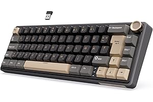 ‎RK ROYAL KLUDGE RK ROYAL KLUDGE R65 Mechanische Tastatur Kabellos, 60% Prozent Gaming Tastatur QWERTZ Gasket RGB mit Knopf und PBT Tastenkappen, Bluetooth/2.4G/USB-C QMK/VIA, Hot Swap Linearer Creamy Switches
