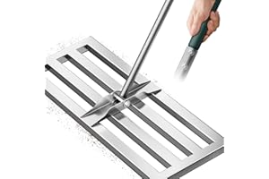 PLBBJH Rasen-Nivellierrechen, 50,8 x 25,4 cm, verbesserter Edelstahl-Rechenboden und verlängerte Dicke Metallstange mit rutschfestem Gummi-Griff, Nivellierung von Rasen/Sand/Erde für Garten, stabil