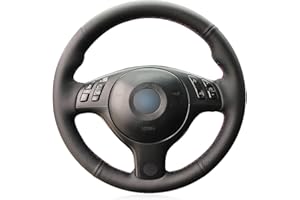 MEWANT Cubierta Del Volante para E46 E39 330i 540i 525i 530i 330 Ci M3 Personalizada Hecha De Cuero Sintético Cuero De Microfibra Coser a Mano