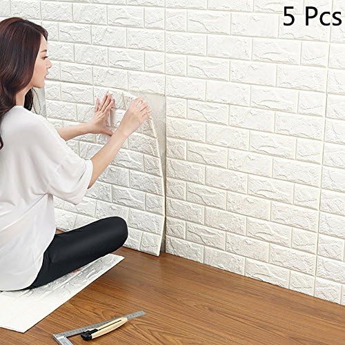 3D Brick Wallpaper, White Brick Pattern Wall Stickers, Soundproofing Wallpaper for Living Rooom Bedroom, 60*60CM by YTAT(5)