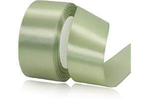 Ruban Satin Vert Sauge 40mm, 22m - ASALZBOAY - Soie - Occasion: Mariage, Anniversaire, Noël, Halloween - Uni - Classique