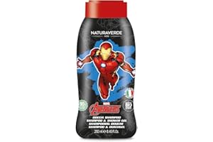 Naturaverde | Kids - Marvel Avengers - Doccia Shampoo per Bambini Iron Man, Sapone da Doccia per Corpo e Capelli, Prodotti per Igiene Bambini, con Estratti di Calendula e Camomilla BIO, 250ml