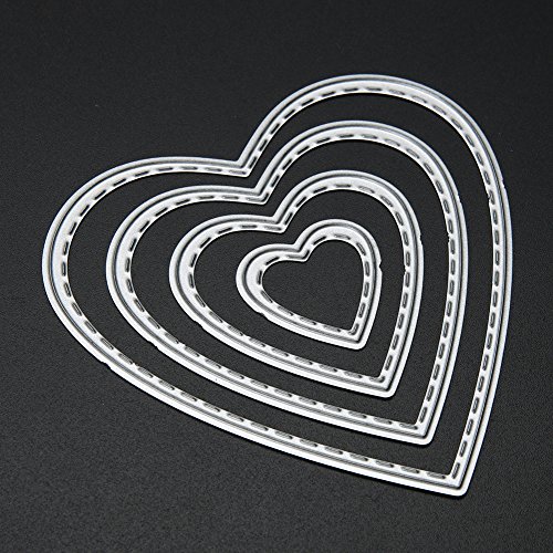 Amazingdeal365 4 PCS Herz Metall Form Schablonen Schneiden DIY Dekor Sammelalbum Karten Buchzeichen Lesezeichen als Geschenk für Freunde Geburtstag Kinder,Kindergarten Hobby Schule Handarbeit Unterricht usw. Ein tolles Geschenk! - 8