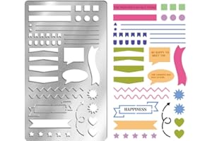 UNICRAFTALE Stencil in metallo per righe di giornale elenchi banner stencil planner pirografia su legno modello di diario a pois in acciaio inossidabile modelli riutilizzabili per disegno Scrapbooking