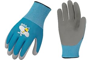 Vgo... 1-Par Edad 3-5 Guantes de Jardinería para Niños, Guantes de Trabajo en el Jardín para Niños, Guantes de Seguridad (XXXS, Azul, RB6013-KID)
