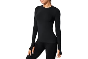 JTSONN Sportshirt Damen Langarm Gym T-Shirt Laufshirt mit Daumenloch Kompressionsshirt Langarmshirt Damen Sport Leicht Yoga Fitness Oberteil Atmungsaktives Workout Shirts