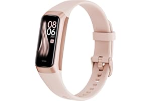 MORELOCO Fitness Tracker Activity Tracker 1.10''AMOLED Touch Color Screen,Smart Watch with 24/7 Blood Oxygen Heart Rate and Sleep Monitor,IP68 Waterproof,Step Counter Health for Women Men (Rose Powder)