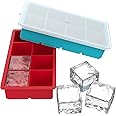 Zollyss Silicone Ice Cube Tray 8 Cavity IceTray with Lid, Big Ice Cubes Perfect for Whiskey, Cocktails, Popsicle Making, Everyday Use, Parties-Reusable, Food Grade Silicone BPA Free(2pc,Multi)
