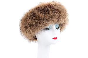 Asudaro Pelz Stirnband Damen Kunstpelz Hut Stirnband Winter Ohrwärmer Hut Weihnachten Skifahren Faux Pelz Stirnband aux Fuchspelz Ohrenschützer Winter Warmer Ohrenschutz,