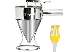 N NEJAMART NejaMart Pancake Batter Dispenser with Baking Stand 1200ml Pancake Dispenser a Multipurpose Baking Tool with Squeeze Handle for Cake Desserts, Stainless Steel Batter Pourer with Silicon Basting Brush