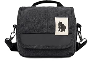 QIUPFGUT Piccola borsa a tracolla,DSLR Spalla Cnavas Caso,Impermeabile Fotografia Pacchetto,Fotografica SLR Borse, Tracolla Tela,Custodia per Fotocamera,singola Crossbody Custodia con cinghia regolabile,nero