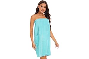 Ymmchy Women Wrap Towel Robe Wrap Spa Bathrobe Adjustable Buttons