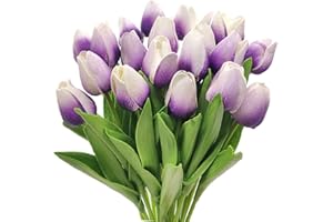 Aisamco 20 Pezzi Tulipani Artificiali Tocco Reale Mazzi di Fiori Finti in PU per la casa Centrotavola Decorazioni per Matrimoni