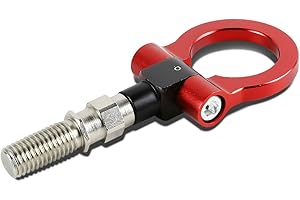 DNA MOTORING DNA THK-JDM-RD Red Aluminum Front/Rear Japanese Car Trailer Tow Hook Ring Kit - M18 x 2.5