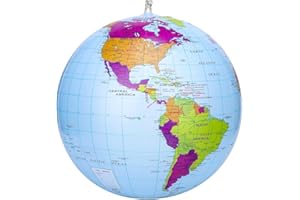 WeddHuis 1 Globo Gonfiabile Globe PVC da Mondo Terra Gonfiabile Globo Pallone da Spiaggia per Giocare in Spiaggia o Insegnare Mappamondo Gonfiabile in Inglese per Regalo Festa del Giorno dei Bambini