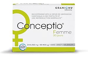 GRANIONS | Conceptio Femme | Contribue à la fertilité Féminine | Vit. B9 (Acide Folique), Vit. grp B, Vit. C, Vit. A, Dha, | Iode, Zinc, Sélénium | Marque Française | Programme de 30 Jours