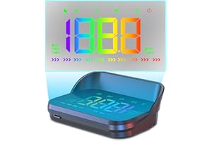 WODHMIEY HUD Speedometer Projector, Windshield Projector Speedometer HUD with GPS+Beidou, 10Hz Refresh Rate, Brightness Adjustment, MPH&KM/H, Overspeed & Fatigue Warning, Plug-and-Play, Compact Design