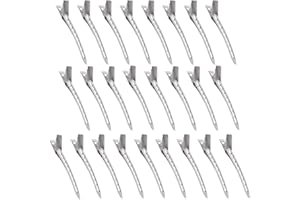 KINDOYO 3.5 Inch Duck Bill Hair Clips - Silver Hair Sectioning Clips Metal Alligator Curl Clips Crocodile Clips Hair Styling DIY Clip with Holes