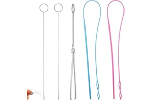 acdokuk 6 Pieces Sewing Loop Kit, Threader Tool Kits Drawstring Threader Set, Loop Turner Hook Metal Tweezers Long Loop Turner Tool with Latch, for Fabric Belts Strips DIY Knitting Accessories