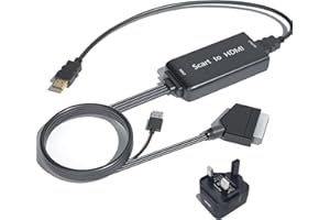 Kiyicjk SCART to HDMI Converter with HDMI Cable, Scart HDMI Adapter, Full HD 720P/1080P Scart HDMI Video Audio Adapter for Smart TV/Projector/Monitor, Compatible with PS2/PS3/DVD/Blu-ray/STB/VHS