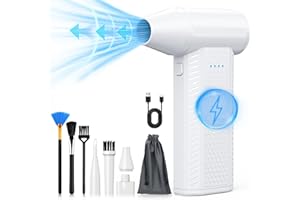 FOURQ Kit soffiatore ad aria compressa-Soffiatore elettrico per -130000RPM-Sostituisce le bombolette di aria compressa-Pulizia tastiera-Mini spazzaneve per auto-Asciugatore per auto con soffiatore (bianco)