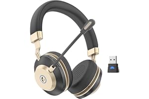 Earbay Kabelloses Headset, Bluetooth Headset mit Mikrofon Rauschunterdrückung & USB-Dongle, 45H Arbeitszeit, V5.3 Kabellose mit Mikrofon Stummschaltung für PC/Büro/Zoom/Skype/Laptop/Meeting